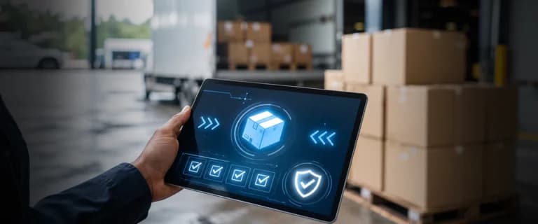 A tablet with a logistics system interface
